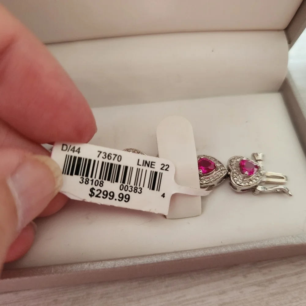 NWT SS‎ Created Ruby Heart Shaped Bracelet